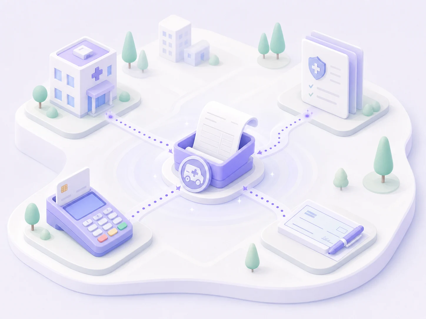 Facility, insurance, card, and check payments flowing into one medical transportation billing ledger